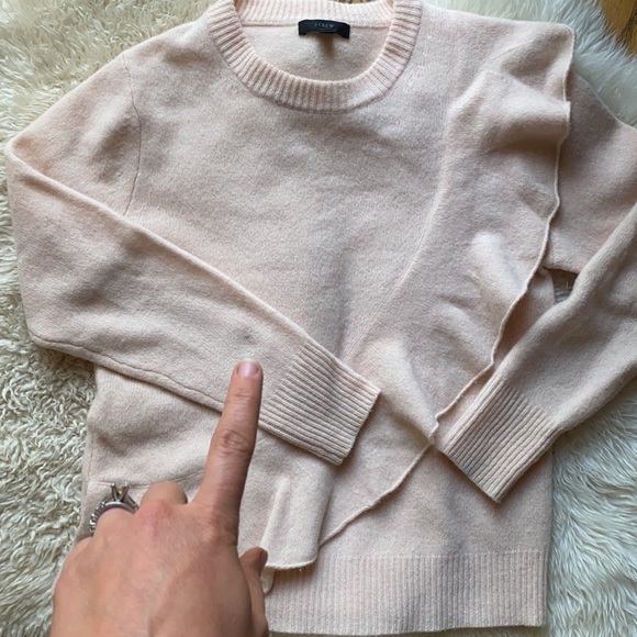 Pink Jcrew Ruffle Front Marino Wool Sweater - Picture 6 of 8